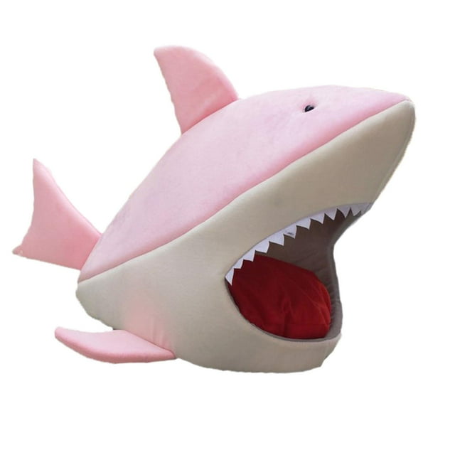 Cama cueva Shark Cats, suave y cómoda, escondite para cachorros, conejos y perros pequeños. Rosa