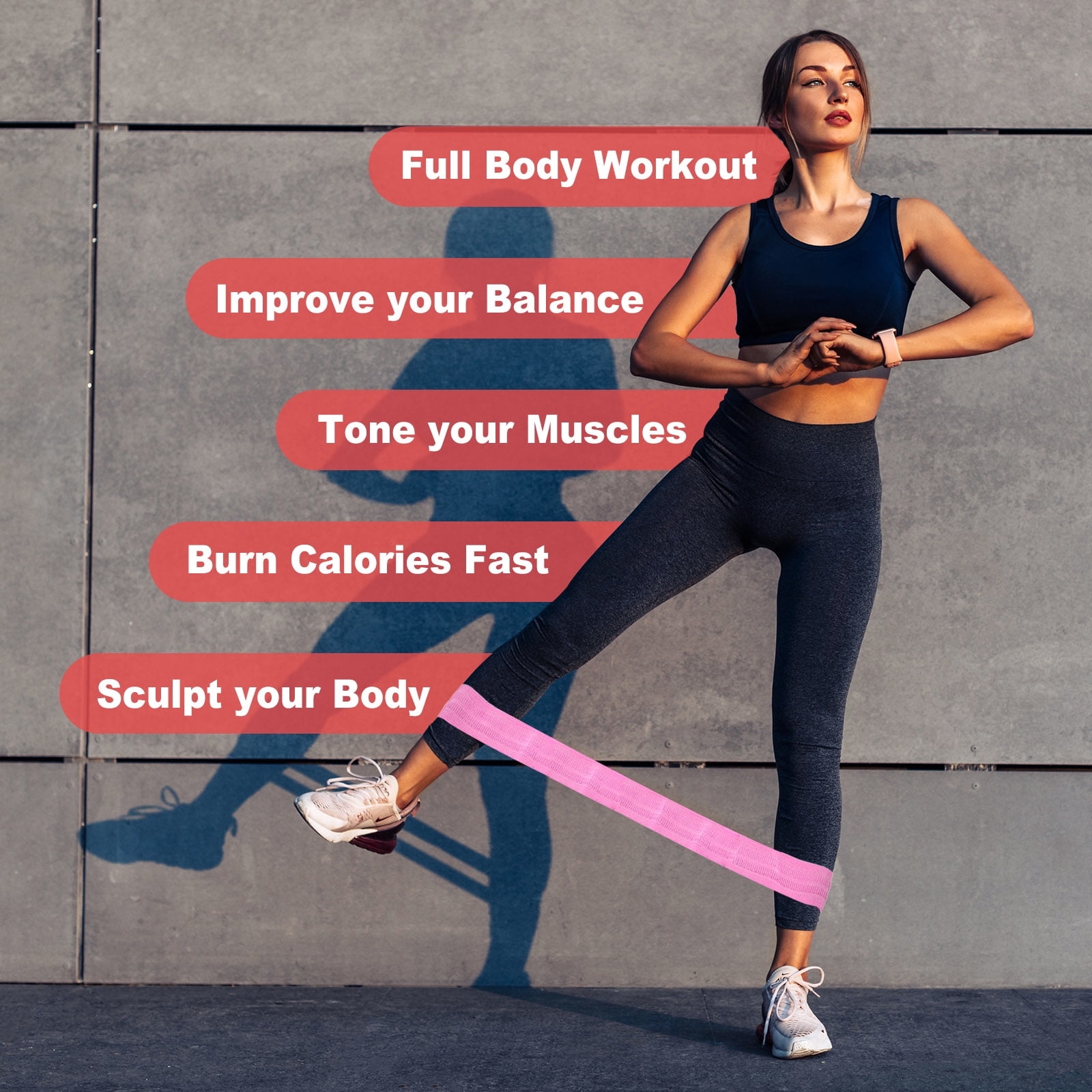 12Pcs Fabric Resistance Bands Booty Workout Bands Exercise Fitness Elastic Band for Women Men, Pink