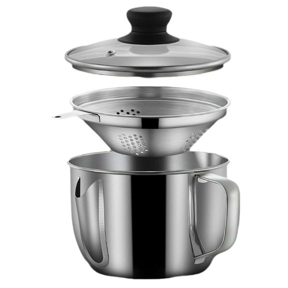 Stainless Steel Fat Separator 1000ML Gravy Grease Separator with Strainer and Glass Lid Oil Fat Separator Oil Pot Kitchen Oil Separator for Strainer Strainer Soup Pot o CDYN