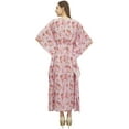 thumbnail image 4 of Bimba Women's Floral Cotton Kaftan Kimono Sleeve Coverup Pink Maxi Caftan-22, 4 of 5