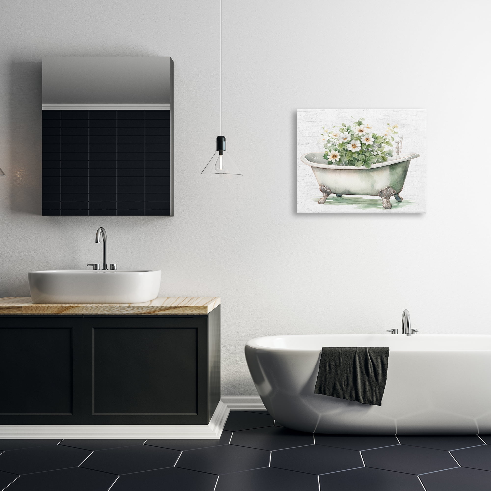 Boho Tub with Daisies Canvas Wall Art, design by Lettered and Lined