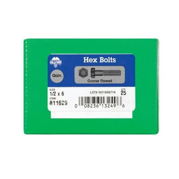 811629 0.5 x 6 in. Galvanized Hex Bolt