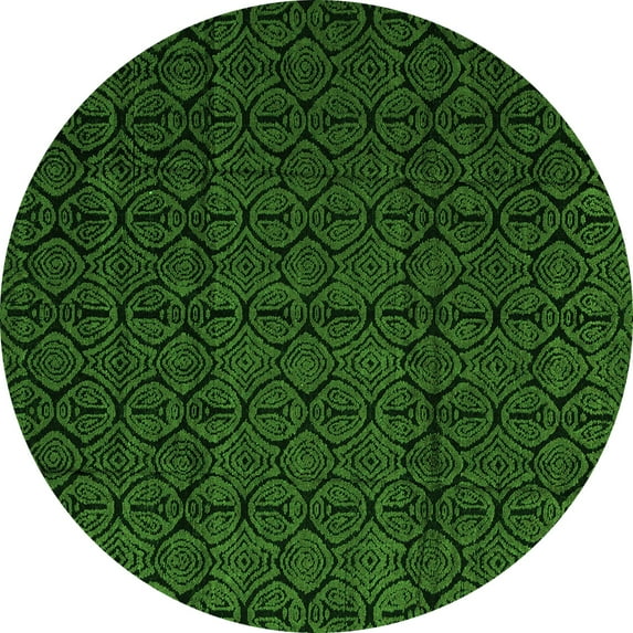 Ahgly Company Indoor Round Abstract Green Modern Area Rugs, 4' Round