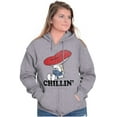 thumbnail image 3 of Smurf Mushroom Chillin' Retro Cartoon Zip Up Hoodie Men's Women's Brisco Brands S, 3 of 6