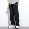 thumbnail image 5 of TNOBHG Solid Color Pants Men's Elastic Waistband Trousers Solid Color Mid-rise Casual Pants with Straight Leg Pockets Breathable Soft Waffle Sports for Men's, 5 of 8