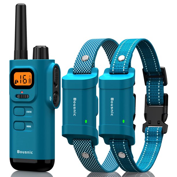 Collar de adiestramiento para perros BOUSNIC, resistente al agua, 400 m, para 2 perros, recargable