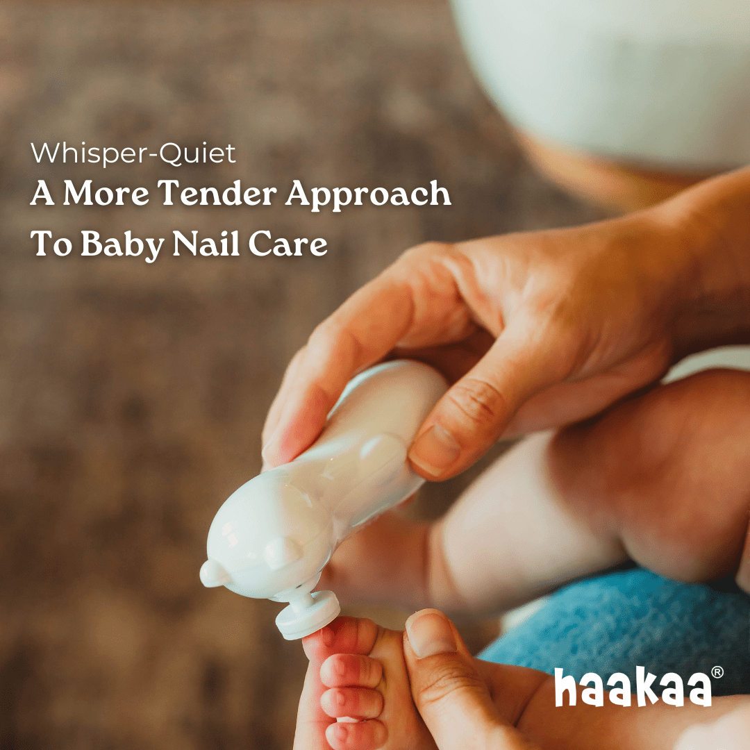 Haakaa Happii Bear Rechargeable Baby Nail Trimmer Set with LED Light | Baby Nail Filer and Baby Nail Clippers | Electric Infant Nail Trimmer Kit for Newborn, Infant, Toddler, Adult
