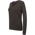 thumbnail image 4 of Henbury - Jersey de punto fino con cuello en V para mujer (Gris piedra), 4 of 5