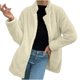 thumbnail image 2 of Pntutb Mujer Color Sólido Solapa Reversible Terciopelo Bolsillo Grande Mediano Largo Suéter De Manga Larga Sin Capucha Chaqueta De Abrigo Casual Pntutb Pntutb-1375, 2 of 8