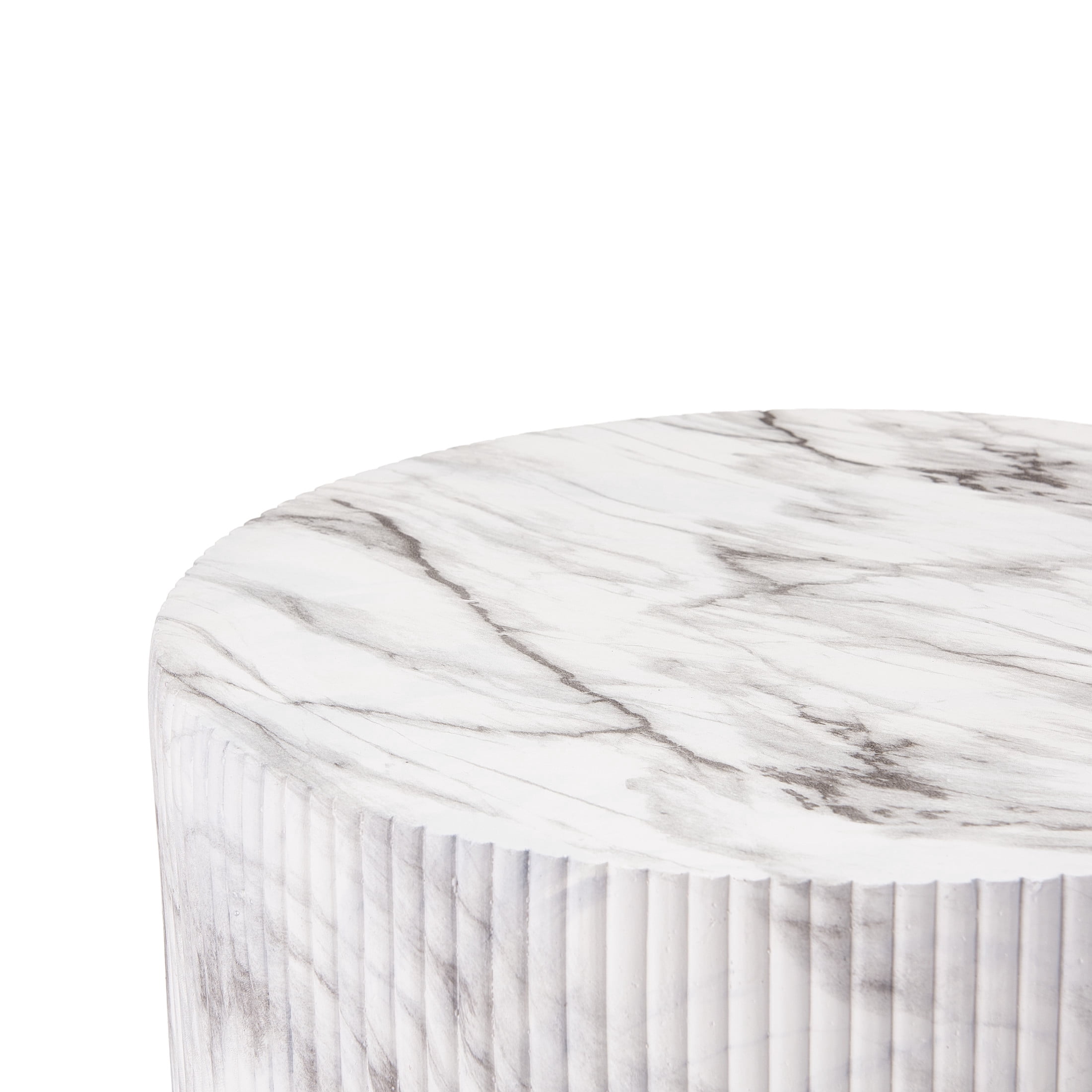 Christopher Knight Home Minimalist Ribbed MGO Side Table, Lightweight Concrete, Indoor/Outdoor, Marble