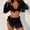 A339 Black, variant on 3 Piece Swimsuits for Women Bikini Sets with Lace Mesh Cover Up Long Sleeve Tie Front Top Micro Skirt Bathing Suits Beach Outfits