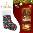 thumbnail image 4 of Floral Poinsettia Christmas Christmas Stockings Berry Christmas Presonalized Large Stocking Sock, Set of 1 Xmas Party Winter Decor Candy Bag Family Holiday Gift, 17.7 Inch, 4 of 7