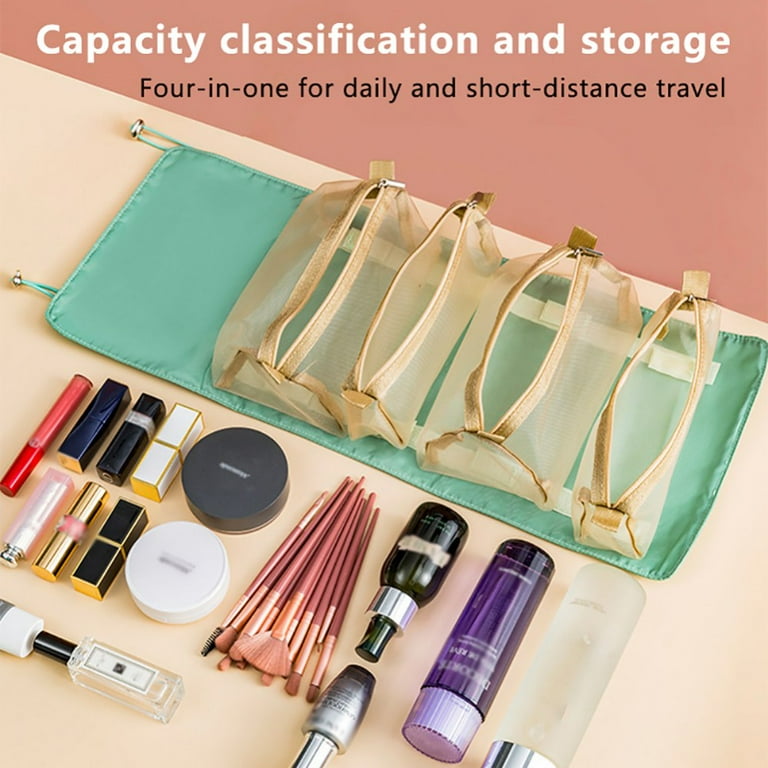 Roll Up Makeup Hanging Bag,Folding Travel Toiletry Bag with