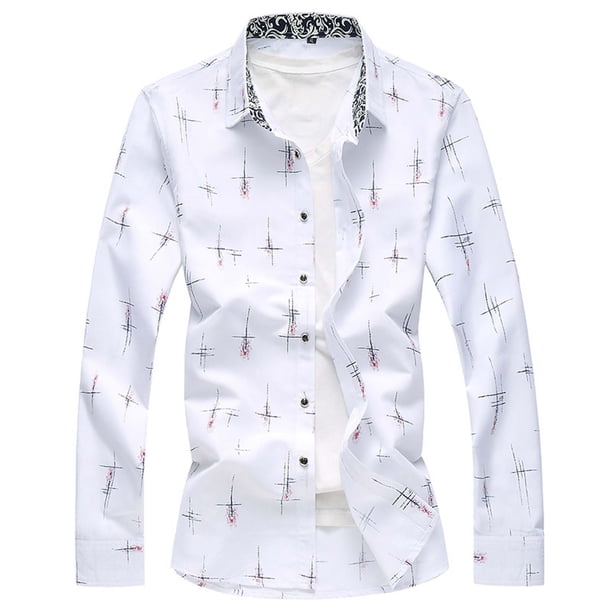 Blusa y camisa formal de manga larga con cuello vuelto para hombre, camisa con estampado a color, blusa de manga larga con cuello vuelto, blusa para hombre