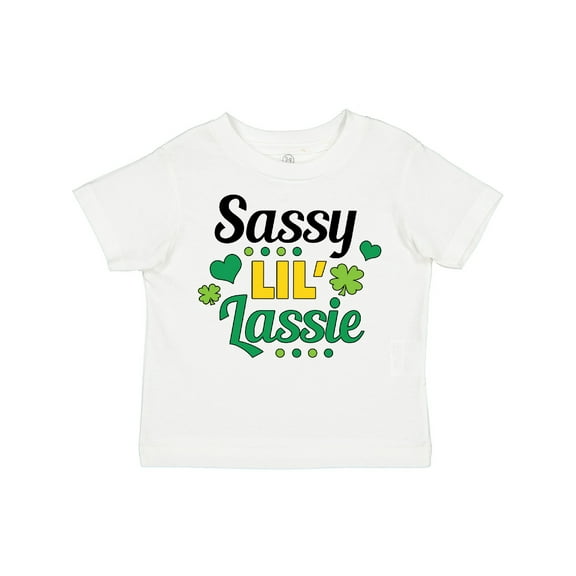 Inktastic Saint Patrick's Day Sassy Lil' Lassie with Shamrocks Girls Toddler T-Shirt