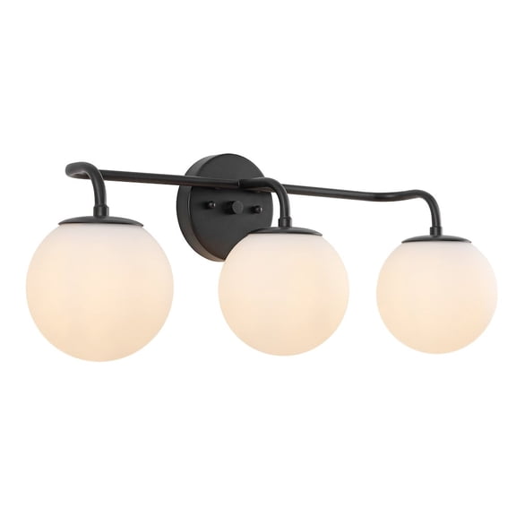 Jonathan Y 25" 3-Light Metal/Frosted Glass Contemporary LED Vanity Light, Black