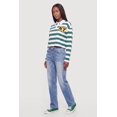 thumbnail image 3 of Women's Striped NY Patch Long Sleeve Crop Polo Top, 3 of 4