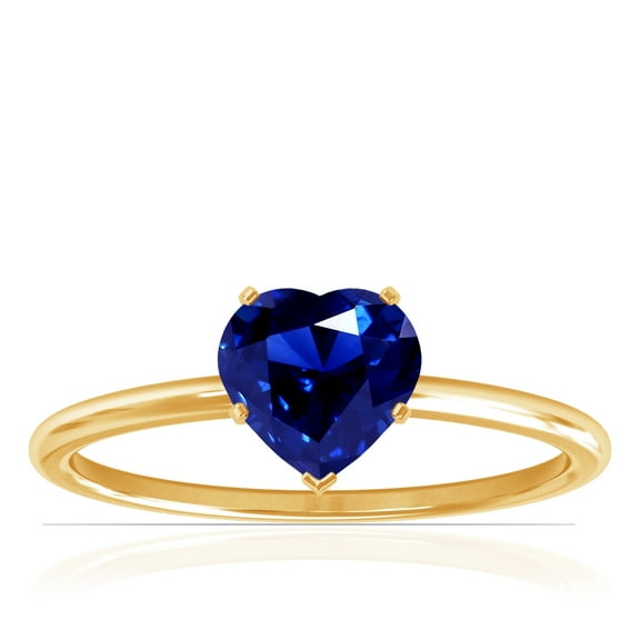 GemsNY September Birthstone - Dainty Heart Shape Four Prong Blue Sapphire Solitaire Ring (Grade - AAAA | 0.55cts.)