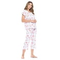 thumbnail image 2 of Casual Nights Women's Short Sleeve Embroidered Floral Capri Pajama Set, 2 of 5