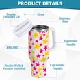 thumbnail image 2 of Yayeee 30oz Double-Wall Insulated Stainless Steel Tumbler with Handle Bottle, Beige Stars, 2 of 8