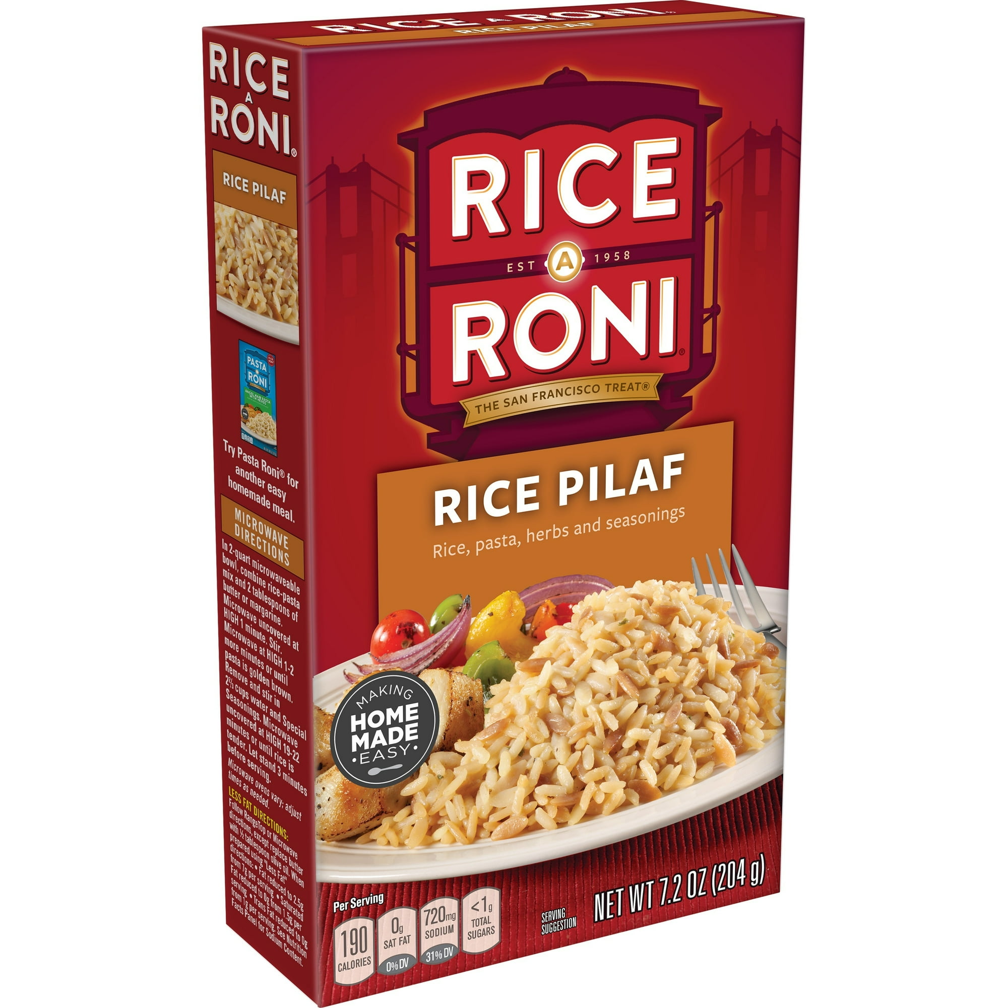 Rice-A-Roni Rice Pasta Rice Pilaf, 7.2 oz, Pack of 4 with Bowl by Value Nest