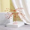 thumbnail image 5 of Xiao Hua pieza de adorno de árbol de la vida con hoja de piedra triturada natural de colores mixtos, base de piedra cruda natural rosa, artesanía, adorno decorativo de escritorio para el hogar, 5 of 5
