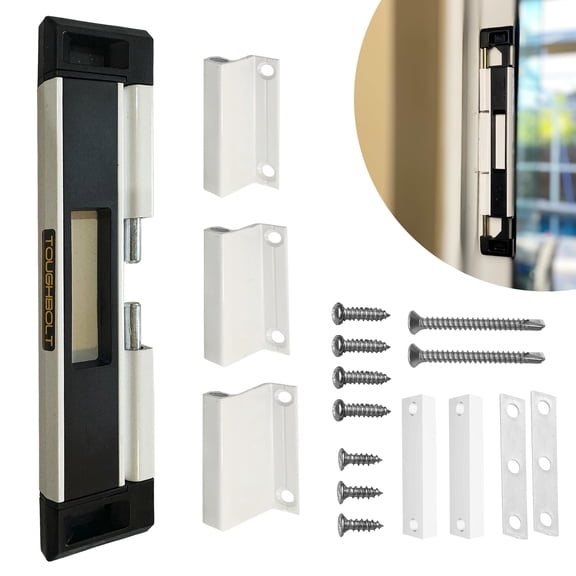 Toughbolt Premium Sliding Door Lock with 3 Piece Latch Receivers