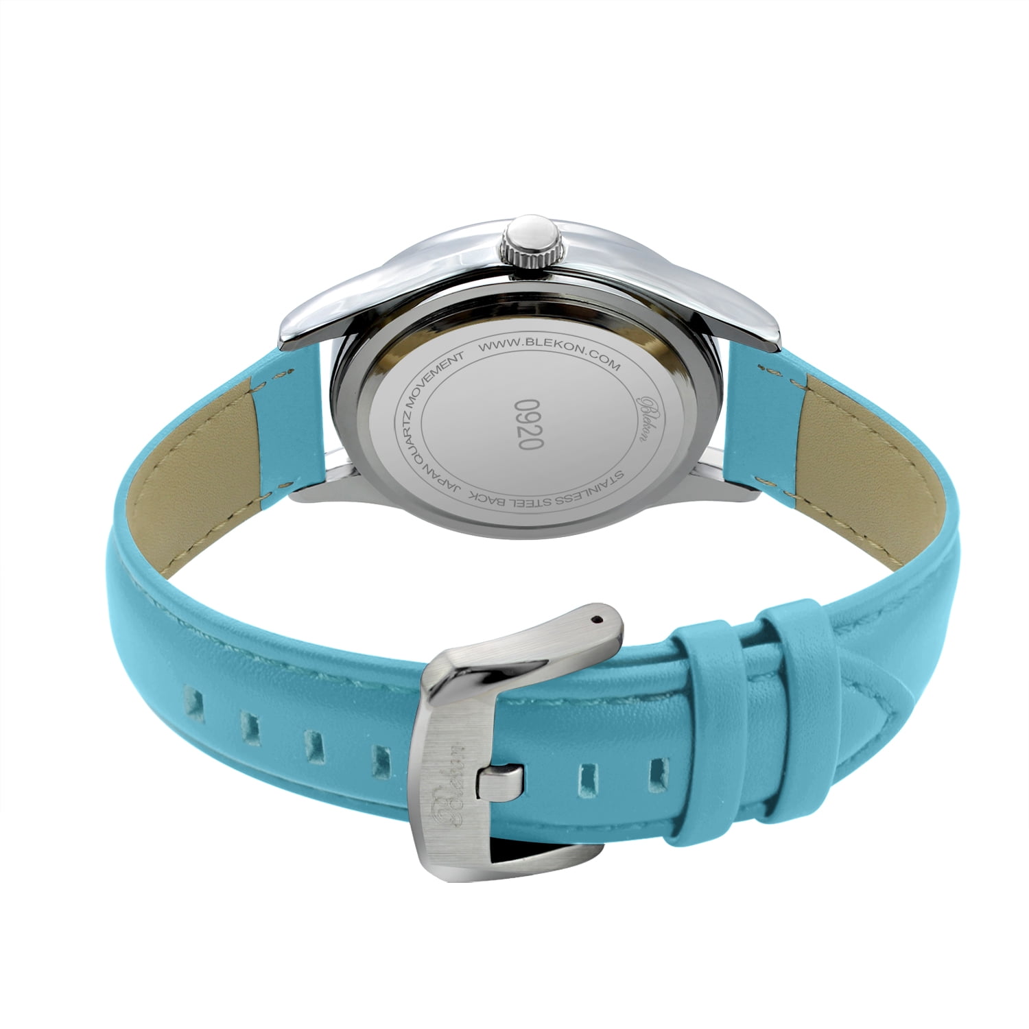 Blekon Original Stylish Bracelet & Leather Watch Set - Elegant Timepiece for Everyday and Special Occasions - (Aqua)