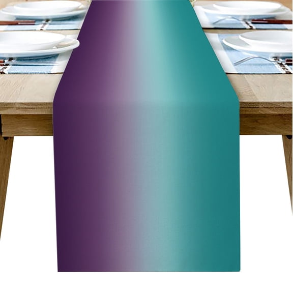 Hokiten Table Runners 36 Inches Long Dress Scarves, Gradient Art Abstract Purple Turquoise Farmhouse Kitchen/Dining Table Runner, Short Coffee Tablerunners, 13x36 Inch