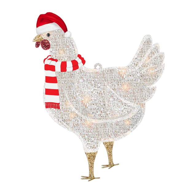 Navidad Adornos Colgantes Pollo De Madera Con Bufanda Sombrero De Navidad Colgante Colgante Decoraciones Para El Hogar Decoración De Vacaciones Cateissary HA041683-03