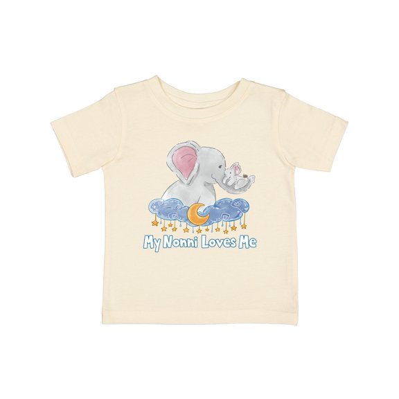Inktastic My Nonni Loves Me Cute Elephants Clouds Moon and Stars Boys or Girls Baby T-Shirt