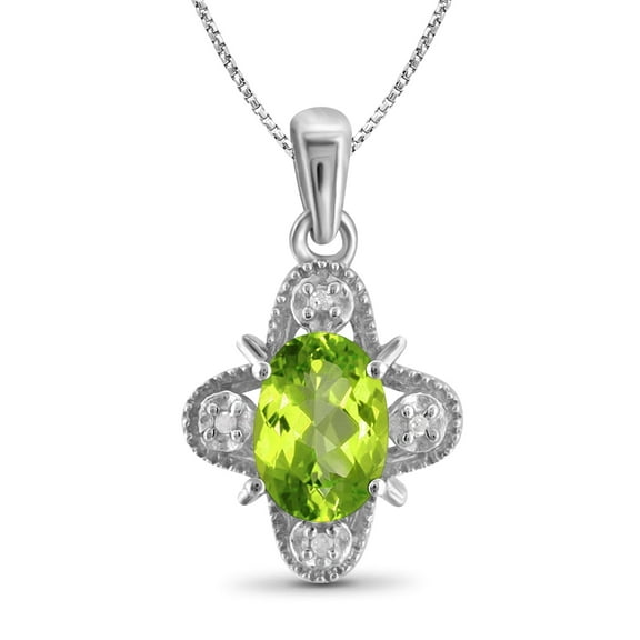 JewelersClub 3/4 Carat T.G.W. Peridot And White Diamond Accent Sterling Silver Pendant