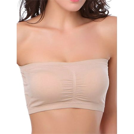 

Springcmy Strapless Bra Bandeau Tube Removable Padded Top Stretchy