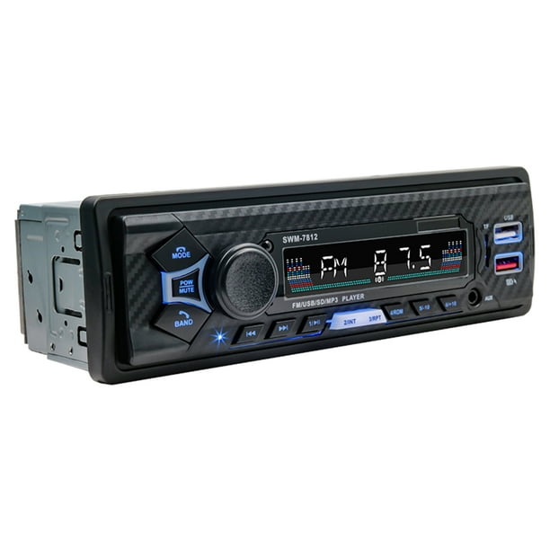 Estéreo De Automóvil SWM-7812 Car Stereo Bluetooth AUX FM Radio 1 DIN Unidad principal Soporte de control de voz Likrtyny Accesorios para autos y motos