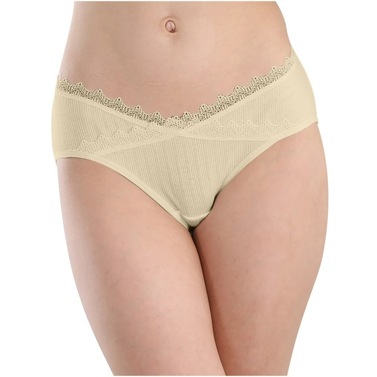 HUPOM Mens Briefs Underwear Pack Underwear For Women In Clothing Period  Casual Tie Drop Waist Beige 2XL 