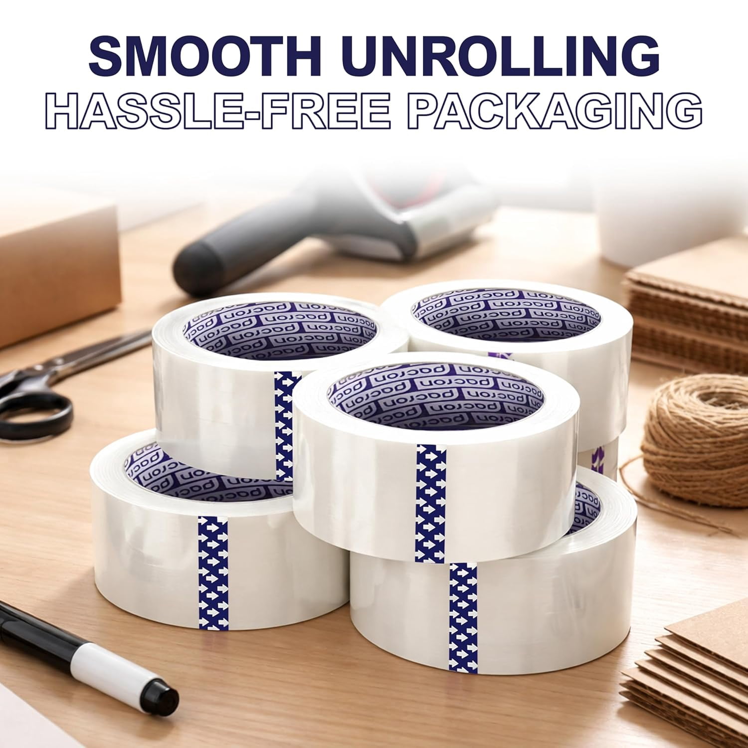 Pacron Clear Packing Tape, 72 Rolls, 1.88 in x 110 Yds - Heavy Duty Moving Tape for Packing, Storage & Mailing