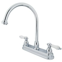 Kingston KB3741PL Restoration Two-Handle 3-Hole 8" Centerset Kitchen Faucet in Polished Chrome