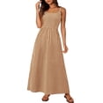 thumbnail image 1 of Vestido largo PRETTYGARDEN a cuadros con cuello cuadrado, línea A, para mujer, 1 of 9