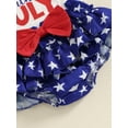 thumbnail image 7 of Suealasg 4th of July Baby Girls Outfits Letter Print Short Sleeve Rompers Bowknot Ruffles Stars Print Shorts Headband 3 6 12 18 Months Newborn Summer 3Pcs Clothes Set, 7 of 7