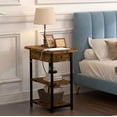 thumbnail image 2 of TROPOW Nightstands,with Charging Station - 3-Tier Narrow End Table with USB Ports and Outlets Sofa Side Table with Shelves for Small Spaces Wood Bed Side Table for Living Room Bedroom, 2 of 6