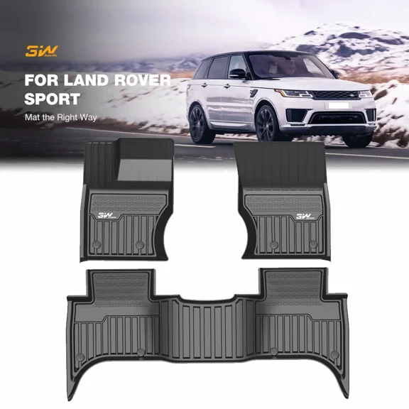3W Floor Mats For Range Rover Sport 2014-2023 Custom Fit for Land Rover Sport 1st and 2nd Row (Not for Range/Land Rover Discovery Sport) Black Car Liners TPE All Weather