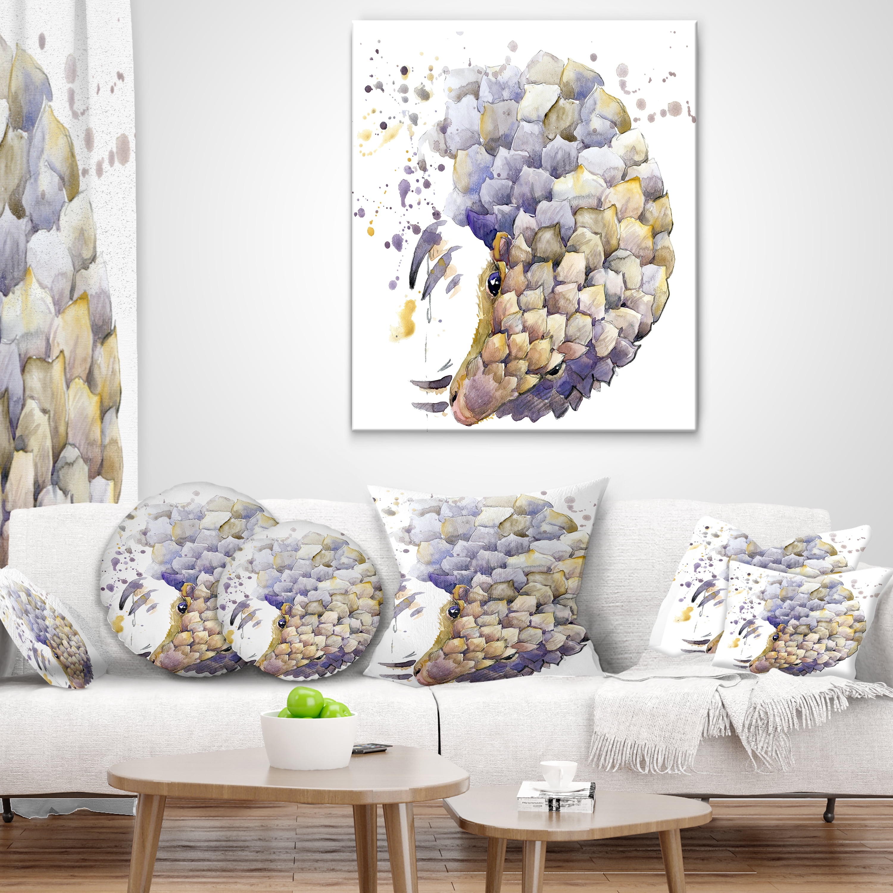 Designart Armadillo Illustration Art - Animal Throw Pillow - 16x16