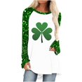 thumbnail image 1 of Plebaso Hauts pour Femmes de la Saint-Patrick Blouses à Col Rond Trèfle Imprimé Manches Longues T-Shirts Décontractés pour Femmes, 1 of 4