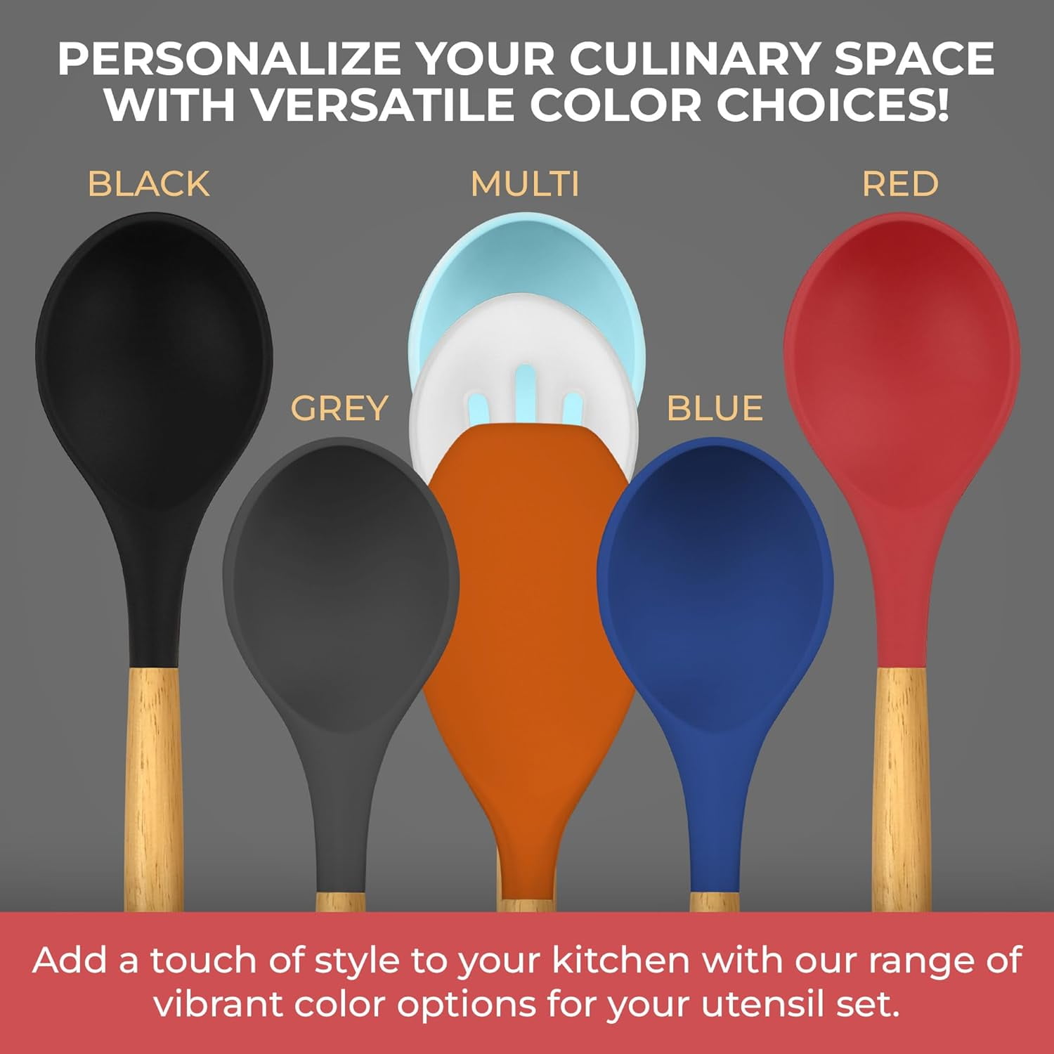 Kaluns 21 Pcs Wood and Silicone Kitchen Utensils Set for Cooking Household Essentials – Premium Cooking Utensil Set, Red