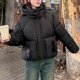 thumbnail image 1 of Parkas de manga larga para mujer, color liso, estilo corto, holgadas y gruesas, con capucha, bolsillo y cremallera, chaqueta de manga larga, parte superior de poliéster para mujer, 1 of 4