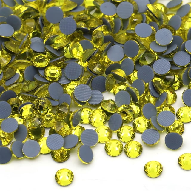Hotfix Rhinestones Flatback Glass Rhinestone 1440PCS SS20 4.6-4.8MM Gemas redondas para uñas Arte Glitter Cristales Piedra DIY Bolsas Ropa Zapatos (Citrino)