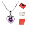 thumbnail image 1 of Collar Dije Corazón Plata 925 Cristal Caja De Regalo De Amor Xtellar morado, 1 of 3