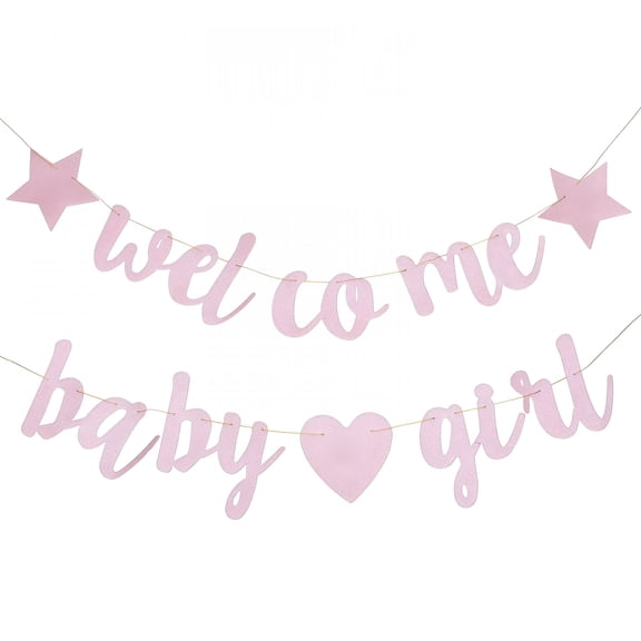 CCOCC Welcome Baby Banner Baby Shower Hanging Flag Glitter Gender Reveal Party Decoration