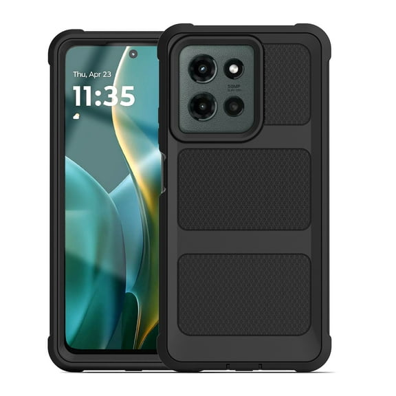 Encased for Moto G Power 2025 Phone Case with Tempered Screen Protector, Protective Full Body Dual-Layer Cover (Black)