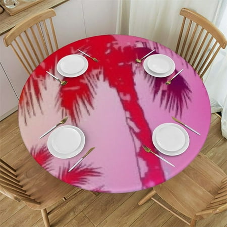 

SHERONV Palm Tree Round Table Cover Stain Resistant Washable Indoor Outdoor Tablecloth Kitchen Dining Wedding 100% Polyester Waterproof for Home Parties Holiday Dinner 42 -46